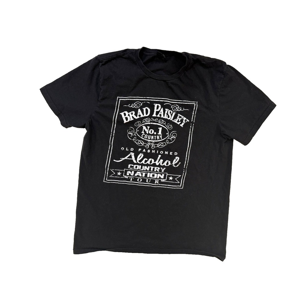 Vintage Brad Paisley Shirt Mens Large Black Alcohol Country Nation‎ Tour Y2K